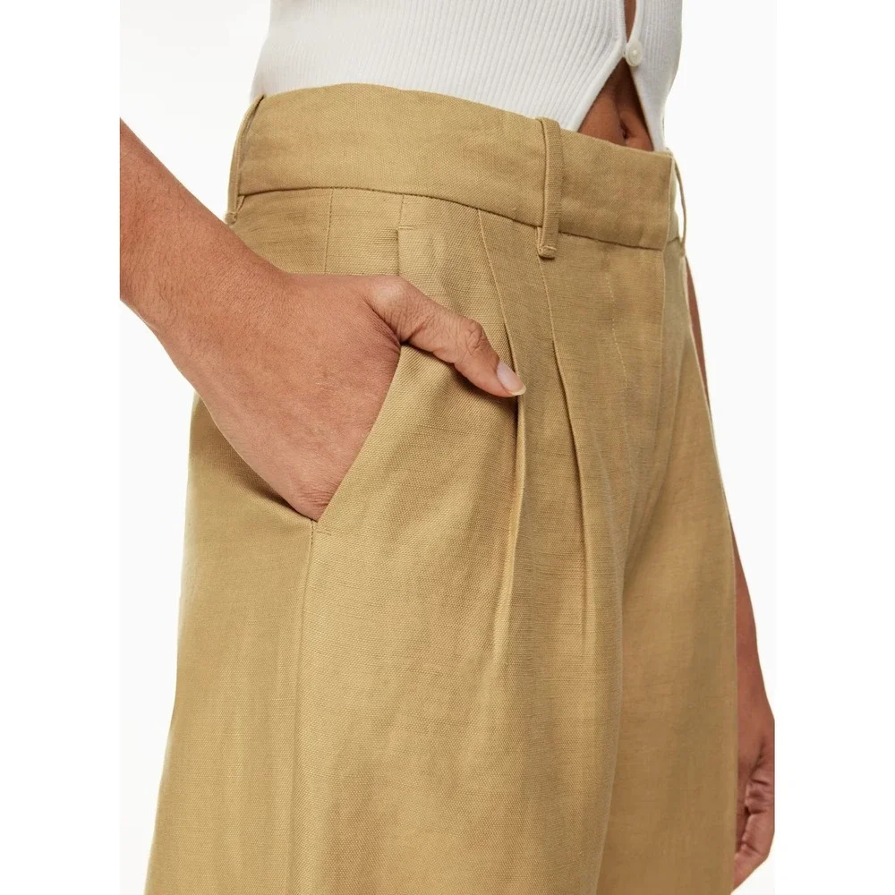 Wilfred Aritzia Carrot Linen Blend High Waisted Pants Size 0 Sandy Beige